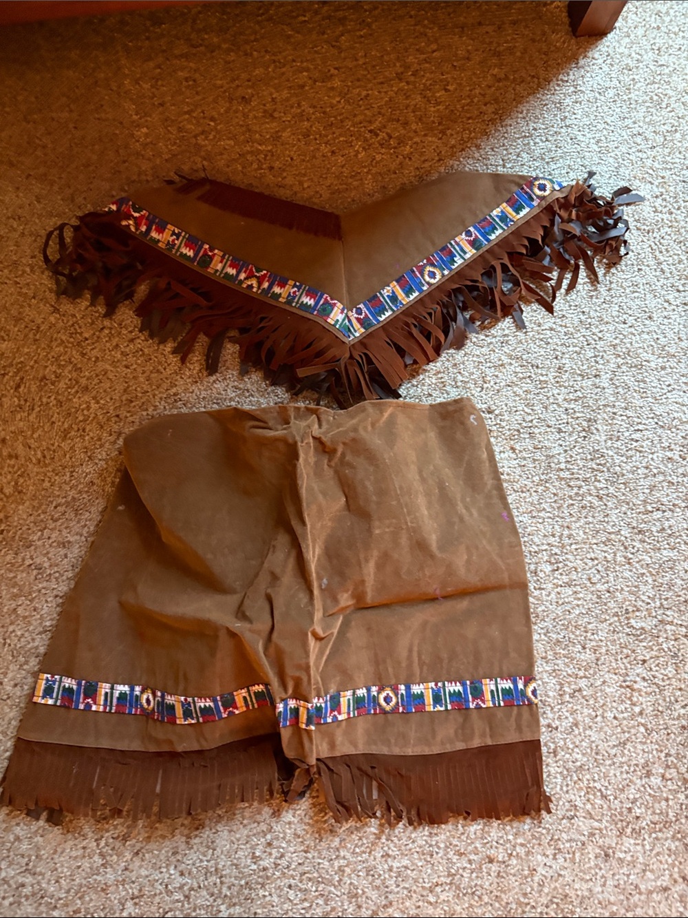 Brown Suede Fringe girls native american skirt and shawl. Just need a t shirt